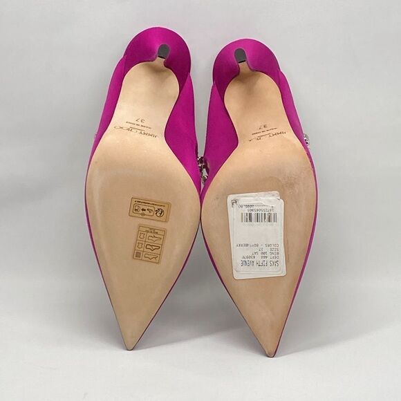 Jimmy Choo Bing 100 Satin Mules With Crystal Strap size 37 - Picture 12 of 13